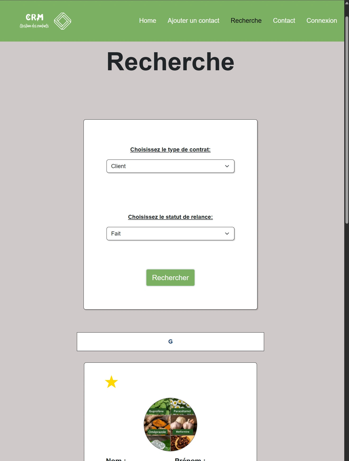 Recherche filtré